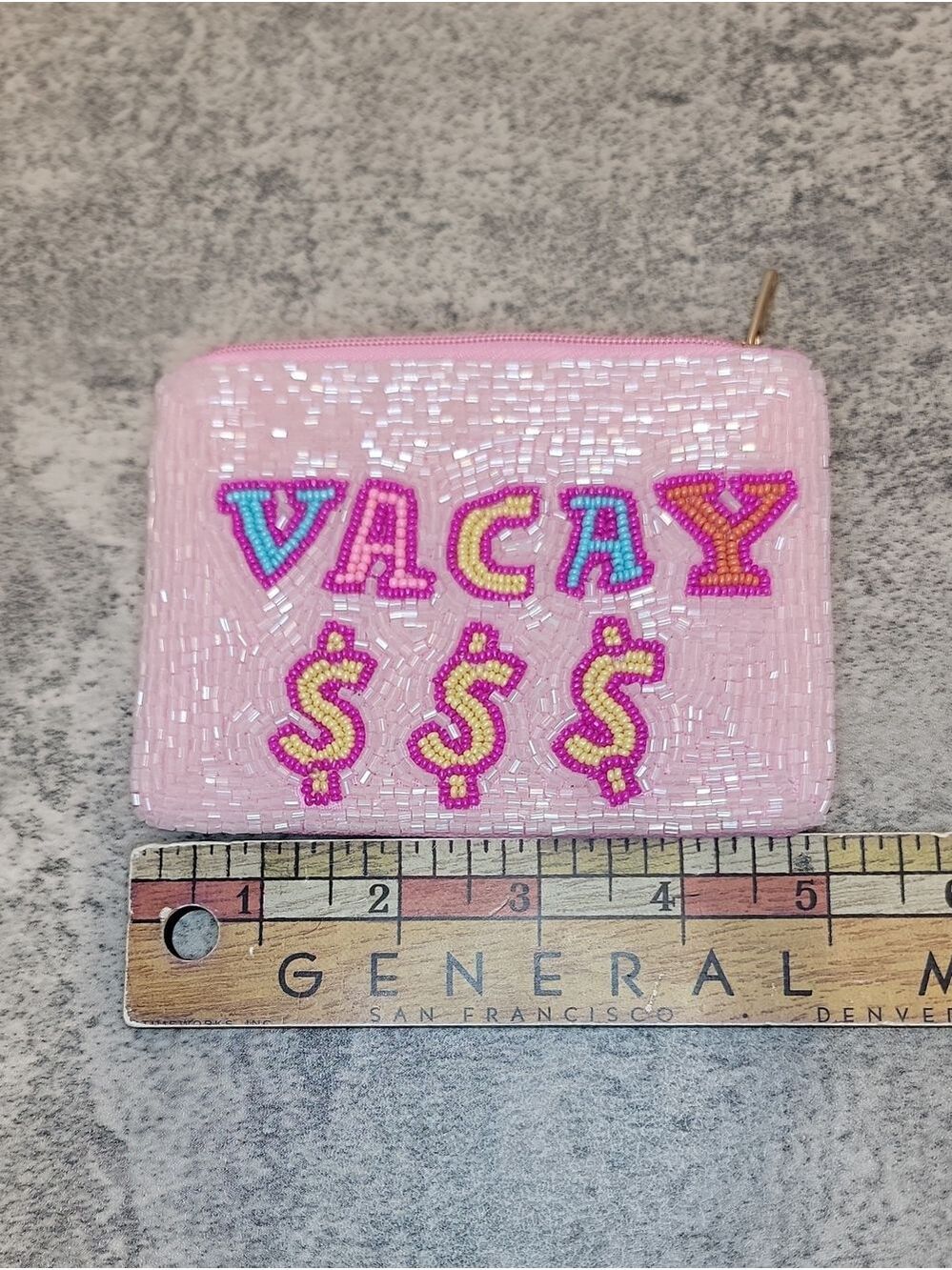 Vacay Money $$$ Beaded Coin purse Pastel - Picture 4 of 5